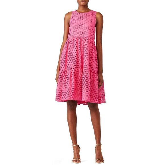 MDS Stripes Pink Eyelet Peasant Dress size 10 - Picture 1 of 7
